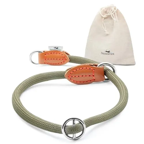 FREUDENTIER Zugstopp Halsband Hunde - Retriever Halsband - Hundehalsband Zugstopp für kleine, mittelgroße & große Hunde (Waldgrün, XL)