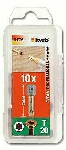 KWB 101750 Bits, Titan nitriert torx T20 - Profi-Qualität für präzises Arbeiten - Hochwertiger Bit-Satz aus Titan-nitriertem Material, ideal für den professionellen Einsatz in der Werkzeugindustrie. Robust, langlebig und präzise für beste Ergebnisse.