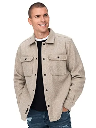 ONLY SONS Herren Freizeit Hemd ONSASH - Relaxed Fit in Chinchilla, modisch und vielseitig kombinierbar für jede Gelegenheit