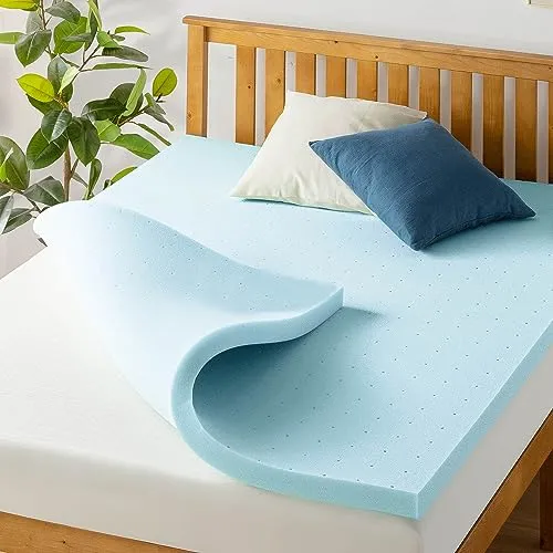 Best Price Mattress 5,1 cm belüftete Gel-Memoryschaum-Topper, Doppelbett, Blau