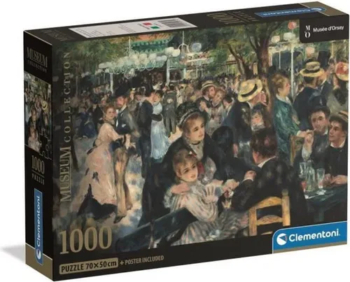 Clementoni Puzzle Museum Collection 1000 Teile Erwachsene - Renoir Tanz im Moulin de la Galette - 70 x 50 cm - Anspruchsvolles Puzzle 14-99 Jahre - 39971
