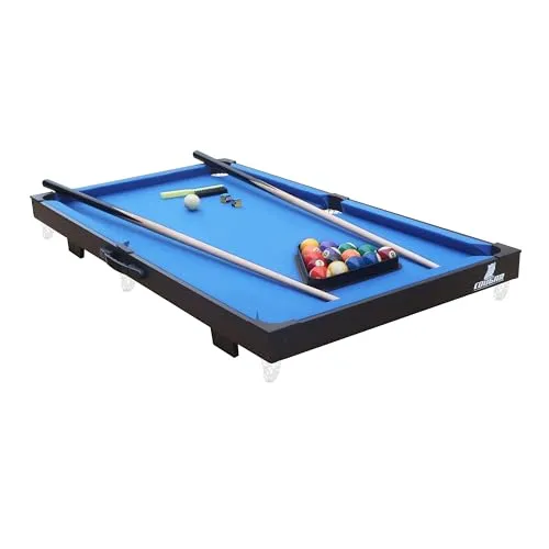 Cougar Mini Billardtisch Tragbar, blau – Kleiner Pooltisch für überall - Pool-Billardtisch für die ganze Familie, leicht und tragbar, ideal für Spielabende und Ausflüge. Hochwertige Spielfläche für echtes Billardgefühl.