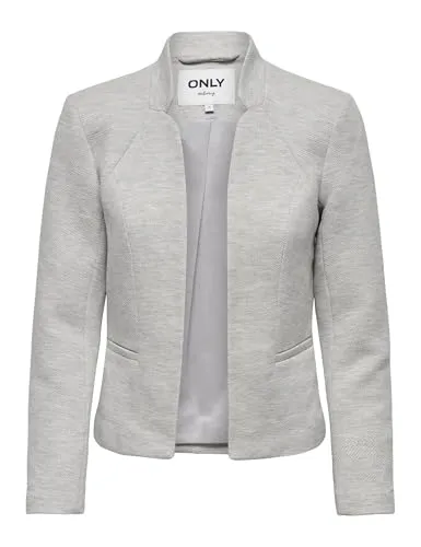 ONLY Damen ONLADDY-Linea L/S Short CC TLR Blazer, Light Grey Melange - Stylischer Kurzblazer in Light Grey Melange, ideal für vielseitige Looks und den perfekten Abschluss jedes Outfits.