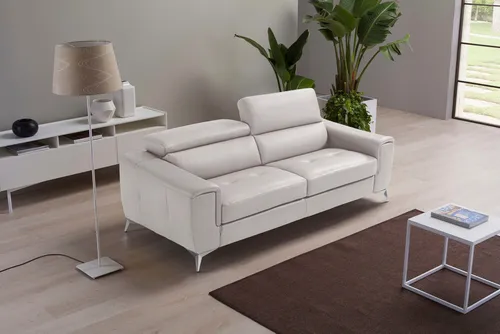 Egoitaliano 2,5-Sitzer Francine, Designsofa, Loungesofa, Breite 213 cm, Fußfarbe chrom, Designfuß, Leder BULL, weiß
