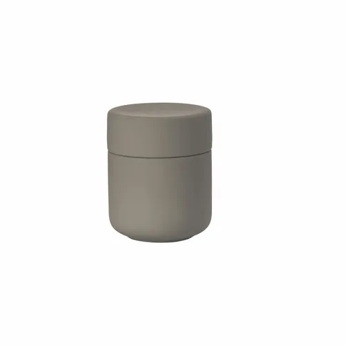 Zone Denmark Ume Keramikbehälter mit Deckel - Dekobox aus hochwertigem Steinzeug in Taupe, ideal zur stilvollen Aufbewahrung von Lebensmitteln oder Kleinigkeiten.