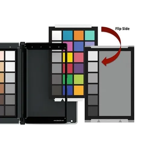 Datacolor SpyderCheckr - Farbkarte zur Kamerakalibrierung, Profi-Version mit 48 Farbfeldern und integrierter Wasserwaage für präzise Autofokuskorrekturen