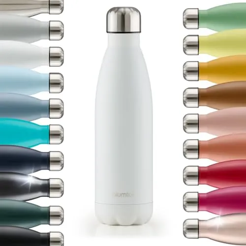 Blumtal Trinkflasche 750 ml Edelstahl - auslaufsichere Isolierflasche - BPA-freie Trinkflasche kalt & warm - doppelwandige Insulated Bottle - rostbeständige Isolierflasche Weiß