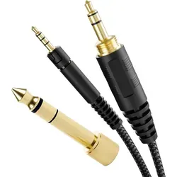 Ersatz-Audiokabel Draht Kompatibel mit Sennheiser HD518, HD558, HD595, HD598 Kopfhörer Ohrhörer - Schwarz