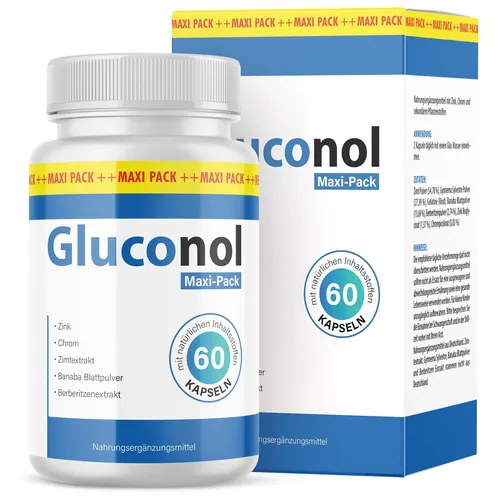 Gluconol Kapseln für Männer und Frauen - 60 Kapseln Monatsvorrat - Nahrungsergänzungsmittel mit Zink, Chrom und sekundären Pflanzenstoffen für eine optimale Unterstützung des Stoffwechsels.