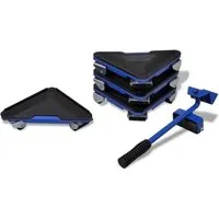 Möbeltransport-Set: Möbeltransportrollen und Lastenheber - Lenkrollen für Möbel, ideal für den mühelosen Transport von Möbelstücken bis 300 kg, mit schützender Gummiabdeckung gegen Kratzer.
