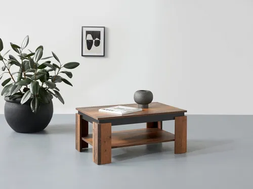 HELA Couchtisch TIM - quadratisch oder rechteckig, mit Ablageboden - Stylischer Couchtisch mit Stauraum und pflegeleichter Oberfläche, ideal für modernes Wohnen. Maße: 90x60x40 cm, einfache Selbstmontage.