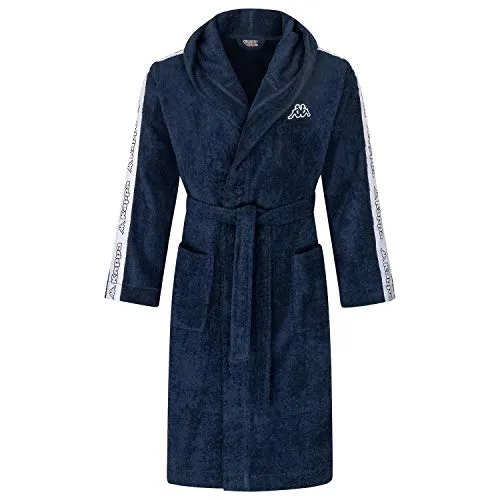 Kappa Herren Bademantel Valas 707404-19-4024 XXL - Leichter Herren Bademantel aus plüschigem Baumwollfrottee. Ideal für entspannte Stunden, mit großer Kapuze, verstellbarem Gürtel und praktischen Taschen. Hochwertiges Kappa Logo.
