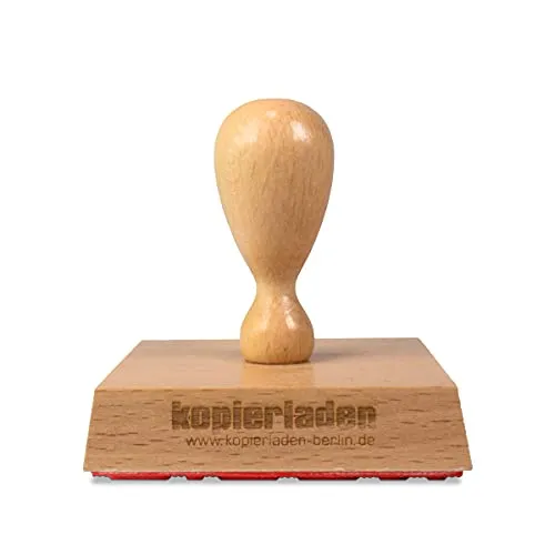 Personalisierbarer Holzstempel 70mm mit eigenem Logo und Text - Adressstempel und Textstempel selbst gestalten - optional mit Tinte und Kissen