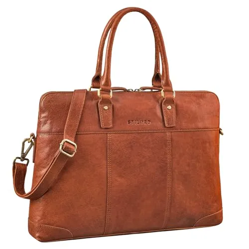STILORD Charlize Moderne Leder Businesstasche Damen Groß Echtleder Laptoptasche 13-15.6 Zoll zum Umhängen - ideal als Aktentasche Freizeittasche oder Shopper Farbe:maraska - braun