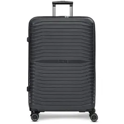 Stratic Hartschalen-Trolley Shine - 4-Rollen Trolley in Black - Koffer aus robustem Polypropylen mit TSA-Schloss, ideal für sicheres Reisen. Mit 90 l Volumen und 4 Rollen für müheloses Manövrieren.