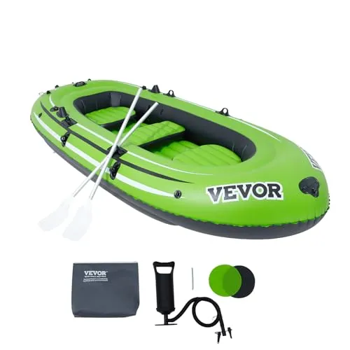 VEVOR Schlauchboot Fischerboot für 5 Personen - Robustes PVC Boot mit 499 kg Tragfähigkeit, inkl. Aluminiumruder und Hochleistungspumpe