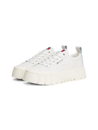 Tommy Jeans TJW VULC FLATFORM LEATHER Plateausneaker, Freizeitschuh, Halbschuh, Schnürschuh mit dezenten Ziernähten