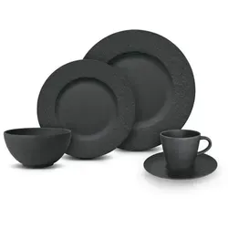 Villeroy & Boch Kombiservice 20-tlg. MANUFACTURE ROCK - Rustikales Porzellangeschirr - Services: 20-tlg. Kombiservice in stilvoller Stein-Optik, ideal für Landhaus- und moderne Esstische, spülmaschinen- und mikrowellengeeignet.