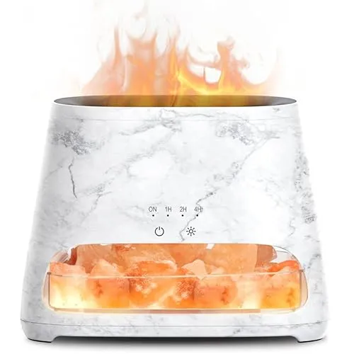 SALKING 2-in-1 Aroma Diffuser & Salt Range Pakistan - Luftbefeuchter mit Flammeneffekt, kombiniert Aromatherapie und Salztherapie für eine entspannende Atmosphäre. 150ml Kapazität, 3 Helligkeitsstufen und automatische Abschaltung für sichere Nutzung.
