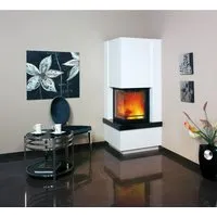 Hark Heizkamin Easy Radiante 8kW schwarz mit Granitsims - Heizgeräte – Moderner Eckkamin mit großer Sichtscheibe für beeindruckende Feuererlebnisse und individuelle Wohlfühloasen. Maximales Raumheizvermögen von 175 m³ dank robuster Schamotte.
