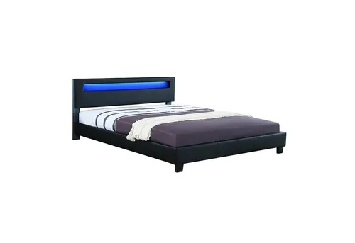 Bett Luis 140 Doppelbett mit LED-Beleuchtung - Klassisches Bettgestell aus Leder mit LED-Beleuchtung, ideal für stilvolle Schlafzimmer. Komfortable Liegefläche von 140x210, inklusive Lattenrost.
