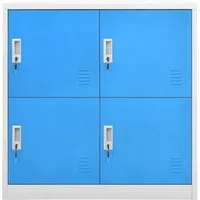 vidaXL Schließfachschrank Hellgrau und Blau 90x45x92,5 cm - Werkstatteinrichtung mit 4 Schließfächern, ideal für Schulen und Büros, aus langlebigem Stahl und leicht zu reinigen. Sicherer Stauraum mit Schlössern, belastbar bis 60 kg.