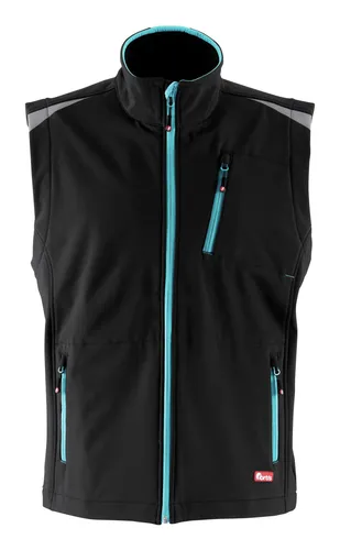 Fortis Herren-Weste twenty-four, schwarz/türkis, Größe XL - Softshell-Kleidung, wasserabweisend und atmungsaktiv für optimalen Komfort bei Outdoor-Aktivitäten.