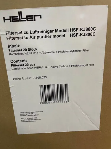 Heller Ersatzfilter 7705023 Kombifilter für Luftreiniger HSF-KJ800C - Luftreiniger Kombifilter mit Aktivkohle- und HEPA-Filter. Entfernt 99,97% der Schadstoffe wie Staub und Allergene. Ideal für ein gesundes Raumklima mit einer Filterlebensdauer von ca. 12 Monaten.