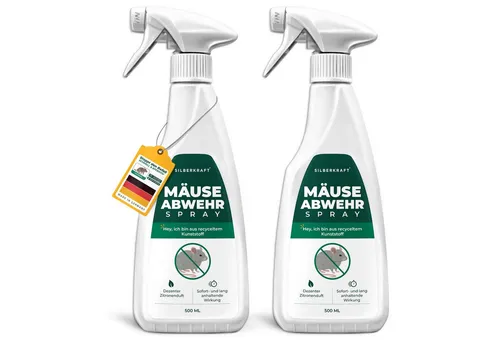 Silberkraft Vergrämungsmittel Silberkraft Mäuseabwehr, Repellent gegen Mäusebefall, 500 ml, 2-St., Mäuseabwehr für Haus & Garten, wirksame Alternative zu Gift & Fallen