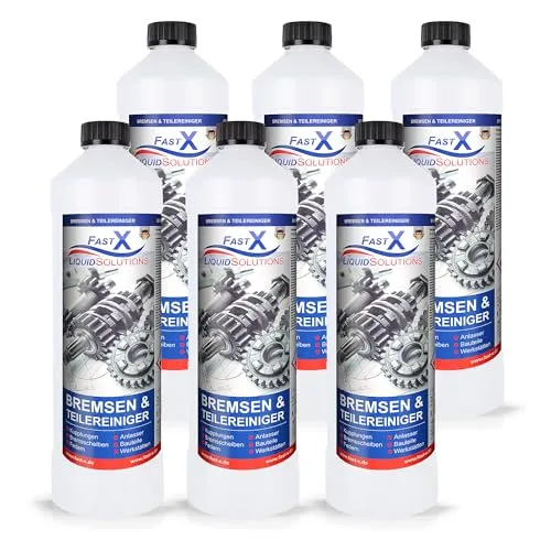 FASTX LIQUIDSOLUTIONS Fast X Bremsenreiniger 6x1 Liter – Werkstattreiniger Frei von Aceton, Schnelle & Effektive Reinigung, Schonend & Rückstandsfrei mit Sehr Kurzer Verdunstungszeit (6x1 Liter)