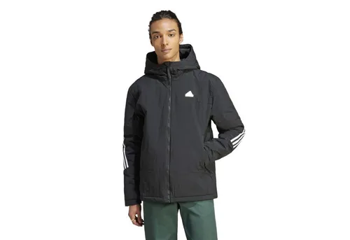 adidas Future Icons Isolationsjacke schwarz Herren, Größe M - Diese isolierte adidas Jacke bietet Komfort bei kaltem Wetter. Die synthetische Isolation hält warm, während elastische Kapuze und Bündchen für einen modernen Look sorgen. Hergestellt aus recycelten Materialien, unterstützt sie Nachhaltigkeit.