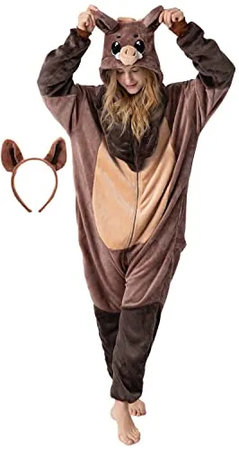 Corimori Partyanzug Wildschwein-Kostüm für Erwachsene mit Haarreif - Flauschiger Jumpsuit für Karneval und Fasching! Praktische Hosentaschen und Reißverschlüsse machen diesen Onesie ideal für jede Party. Entdecke die bunte Kuschelwelt von Corimori!