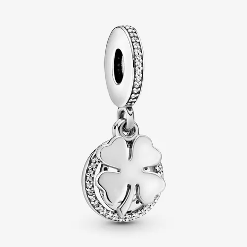 PANDORA Vierblättriges Kleeblatt Charm-Anhänger aus Sterlingsilber - Charm-Anhänger aus 925er Sterlingsilber mit synthetischem Zirkonia, symbolisiert Glück und Stil für jedes Armband.