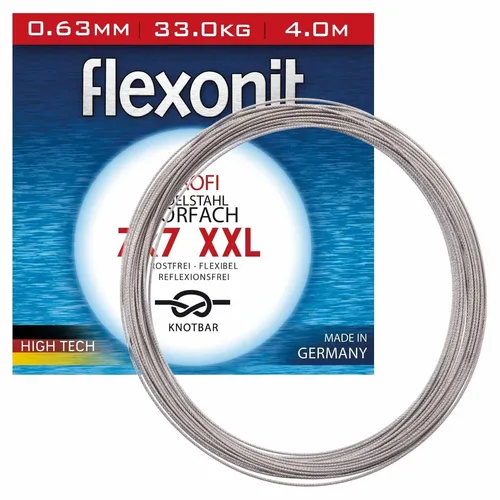  FLEXONIT 7x7 XXL Stahlvorfach. 4 m. 0,81mm 54,0kg. Big Game Salzwasse 2,75€/1m
