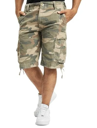 Brandit Herren Vintage Shorts Basic Light Woodland L - Herren-Shorts aus 100% schwerer Baumwolle, robust und bequem mit Tunnelzug für perfekten Sitz - ideal für den Alltag oder Freizeitaktivitäten.