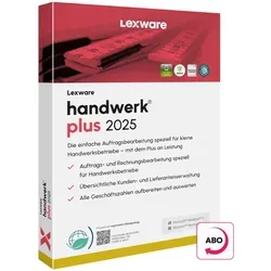 Lexware handwerk plus 2025 - Abonnement, (ESD) Download, Windows - Buchhaltungssoftware für Handwerksbetriebe, bietet umfassende Funktionen zur Auftragsbearbeitung und einfachen Rechnungsstellung.