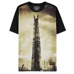 Der Herr der Ringe T-Shirt - Orthanc Tower of Isengard, XL - Stylisches T-Shirt mit buntem Print des Orthanc Towers, ideal für Fans. Hergestellt aus 60% Baumwolle und 40% Polyester, perfekt für den Alltag und Maschinenwäsche geeignet.