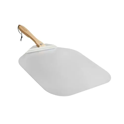 Chef Pomodoro Pizzaschieber mit einklappbarem Holzgriff - Hochwertige Pizzaschaufel aus Aluminium - Gourmet Pizzaheber für hausgemachte Pizzen, Backen, Brot (45,7 x 50,8 cm)