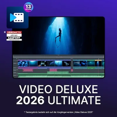 Magix Video deluxe 2026 Ultimate - Multimedia-Programme – Das Komplettpaket für Videobearbeitung mit KI-Tools, 4 proDAD-Tools und über 1.700 Effekten für kreative Meisterwerke.