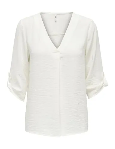 JDY Damen JDYDIVYA 3/4 TOP WVN NOOS T-Shirt, Cloud Dancer, Größe 36 - Stylisches 3/4-Ärmel T-Shirt für vielseitige Outfits. Lockerer Schnitt und V-Ausschnitt sorgen für hohen Tragekomfort. Ideal für jeden Anlass!