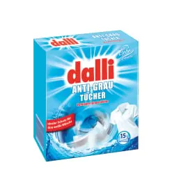 DALLI-WERKE GmbH & Co. KG dalli Anti-Grau-Tücher, für strahlendes Weiß, Verhindert Ablagerungen auf anderen Wäschestücken, 1 Packung = 15 Stück 521142