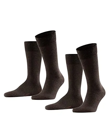 FALKE Herren Socken Happy Double Pack M So Baumwolle einfarbig 2 Paar, Braun Dark Brown 5450, 47-50