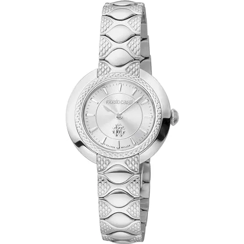 Roberto Cavalli by Franck Muller Damen Analog Quarz Uhr mit Edelstahl Armband RV1L180M0011
