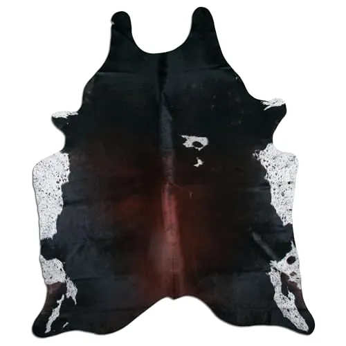Livorio Premium Kuhfell Teppich - Tricolor Schwarz Braun Weiß - Teppich aus 100% echtem Rinderfell, einzigartiges Naturprodukt aus Südamerika, pflegeleicht und ideal für ein luxuriöses Wohnambiente.