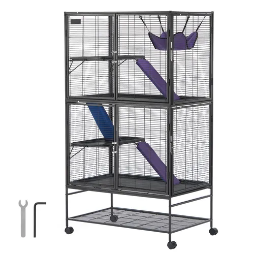 VEVOR Kleintierkäfig 4-stöckig für Frettchen - Käfige, Auslauf & Gehege – Robuster Metallkäfig mit 3 Rampen, ideal für Frettchen und andere Kleintiere, sorgt für ausreichend Platz und Bewegung.