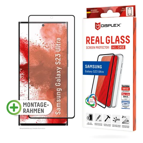 Displex Real Glass, Full Cover Panzerglas + Handyhülle (1 Stk., Samsung Galaxy S23 Ultra) (01780)