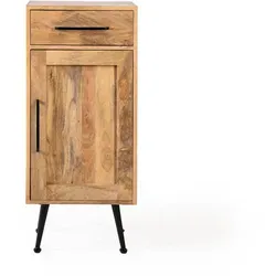 Carla&Marge Riffelution Badschrank Mangoholz/Eisen Honig/Schwarz - Eleganter Badschrank aus Mangoholz und Eisen für stilvolle Aufbewahrung. Mit großzügigem Stauraum und klaren Linien ist er ideal für jedes Badezimmer und sorgt für Ordnung.