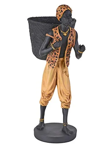 Schwarzer Diener mit Obstkorb Hemingway House Mohr Figur Dekokorb Kolonialstil Mehrfarbig Polystein Skulptur Dekoration Wohnzimmer 59cm cw254 Palazzo Exklusiv