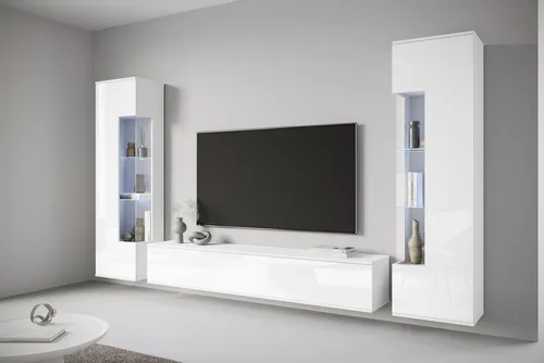 INOSIGN Wohnwand Kenia: Elegante Vitrine mit flexibler Türmontage - Vitrinen für kleine Räume, hängend oder stehend montierbar, mit hochwertiger Eckverglasung und pflegeleichten Oberflächen. Bietet viel Stauraum in modernem Design.