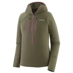 Patagonia W's R1 Ultralight Hoody - Fleece - XL - basin green - Leichtes Fleece-Hoody für Kletterer, atmungsaktiv und abriebfest. Ideal für anspruchsvolle Routen und lange Einsätze. Hergestellt in einem Fair Trade CertifiedTM-Betrieb.